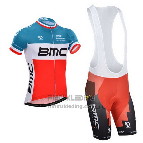 2014 Fietskleding BMC Kampioen Italie Blauw en Oranje Korte Mouwen en Koersbroek